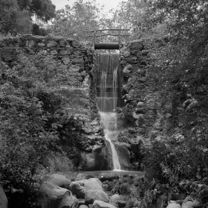 Very early view of Mission Dam with impound boards
