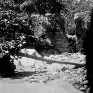 Very early view of Mission Dam with no bridge