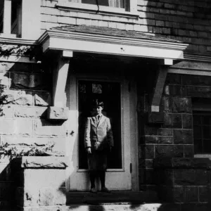 Gane / Lotterhos, boy at entrance, location of Santa Barbara School in 1910