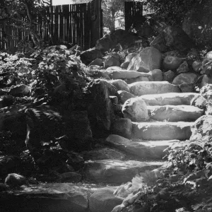 SBBG Arroyo Steps, stone steps to Mission Creek crossing in Canyon