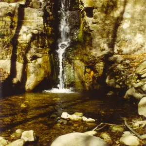 Mission Creek, waterfall and pool below Mission Dam, SBBG