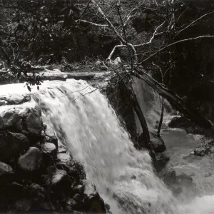 Mission Creek flooding over Mission Dam, after Coyote Fire 1964