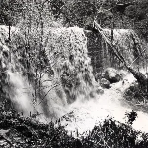 Mission Creek flooding over Mission Dam, 1952