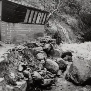 greenhouse portion of the Guild House, Mission Creek flood, Spring 1969