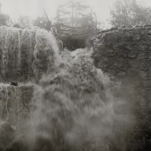 Mission Creek flooding over the Mission Dam, Spring 1969