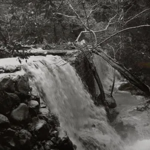 Mission Creek flooding over the Mission Dam, Spring 1969