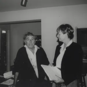 Local artist, Jack Baker, presents Wallis Foundation check to Rosemary S. Whitney, Garden Director of Development