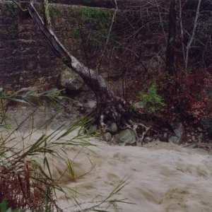 Mission Creek flooding through the flue at Mission Dam