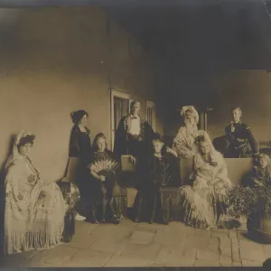 De la Guerra Family and Friends in Fiesta Attire on Veranda of Casa de la Guerra 1924