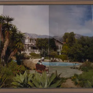 Clif Smith sitting by pool at Gane House