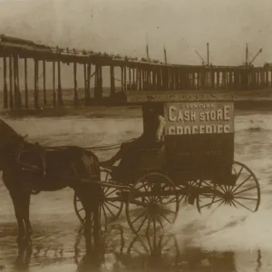 Horse and Buggy on beach near Ventura