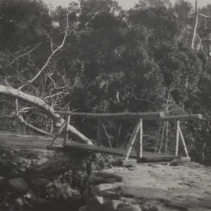 wooden footbridge on Mission Dam