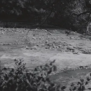 Mission Creek, flood stage, at Mission Dam, 1952