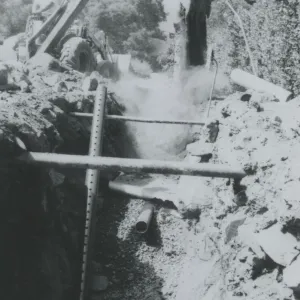 Leach line construction in Courtyard