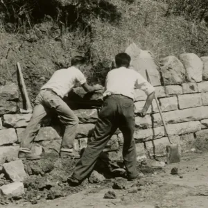 construction of rock wall along driveway to Lotterhos/Gane House
