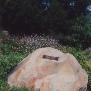 Barbara Bullard Storke Plaque on Boulder, 1984, Porter Trail