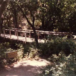 Campbell Bridge, wood directional sign 'To Mission Dam'
