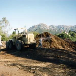 Removal of Mulch pile on ridge above Hort Unit that caught on fire