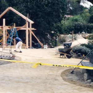 1998 construction of the entrance kiosk and stone pavers
