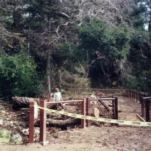 Dave Kershaw at Mission Dam clearing debris left by February 17 2017 rainstorm