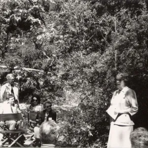 Dr. K. K. Muller, talking at Dedication of Mission Dam railing
