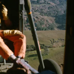 Santa Cruz Island from inside helicopter