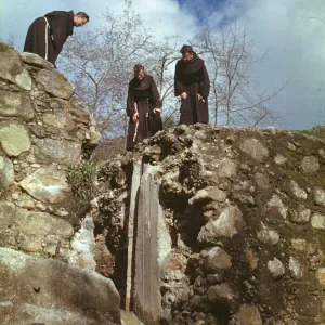 Padres (friars) on Mission Dam