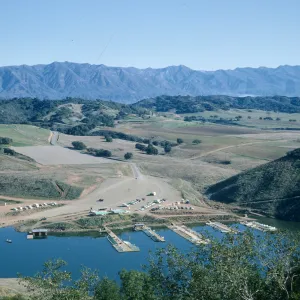Lake Casitas boat docks from above