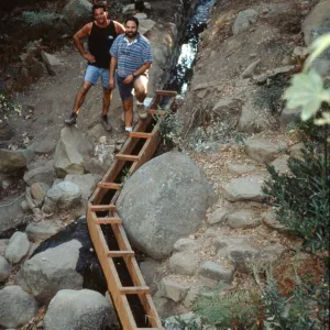 old Mission Aqueduct, construction of the redwood flume, Mission Dam