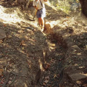 Geege Ostroff, working on the old Mission Aqueduct
