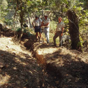 working on the old Mission Aqueduct