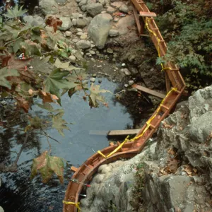 construction of the redwood flume, Mission Dam