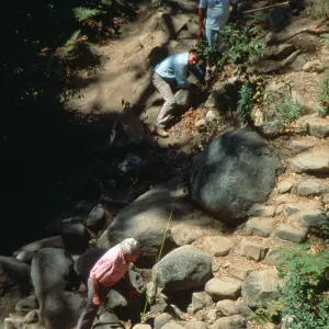 construction of the redwood flume, Mission Dam