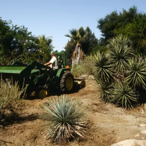 new tractor, construction of the Desert Wash, SBBG