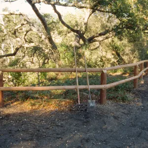 new wood fence at the canyon rim