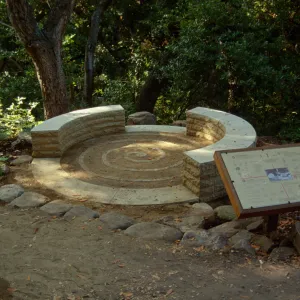 Spiral bench in Fiber Arts Display with signage