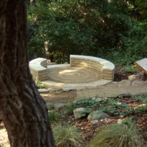 Spiral bench in Fiber Arts Display with signage