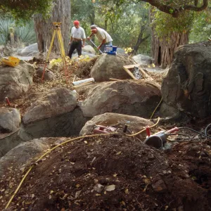 excavation for new reflection pool at the Information Kiosk