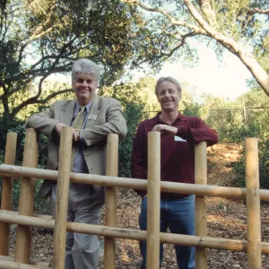 Dave kershaw and chris woods at tea house fence