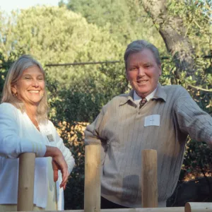 Nancy johnson at tea house fence