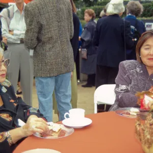 Women at Tea House event in courtyard