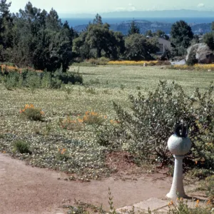 Sundial at the top of the Meadow, ocean and island view
