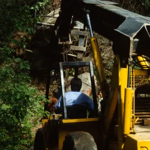 boulder removal by the Mission Dam