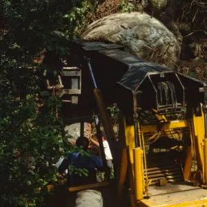 boulder removal by the Mission Dam
