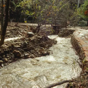 Mission Creek at flood stage above Mission Dam