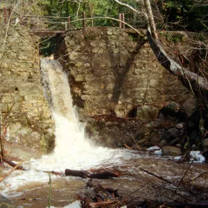 Mission Creek waterfall at the Mission Dam