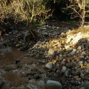 Mission Creek flooded above Mission Dam