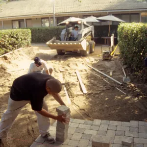 New pavered courtyard