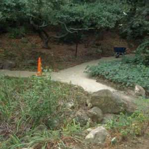 Pavering the path outside the Arroyo Room