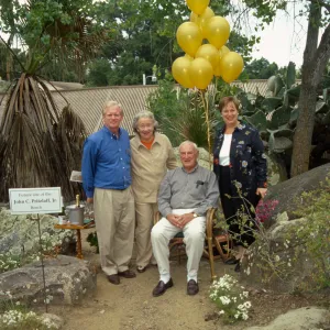 John Pritzlaff family, Dedication event, new stone bench in Desert Section, Pritzlaff Bench, 2000